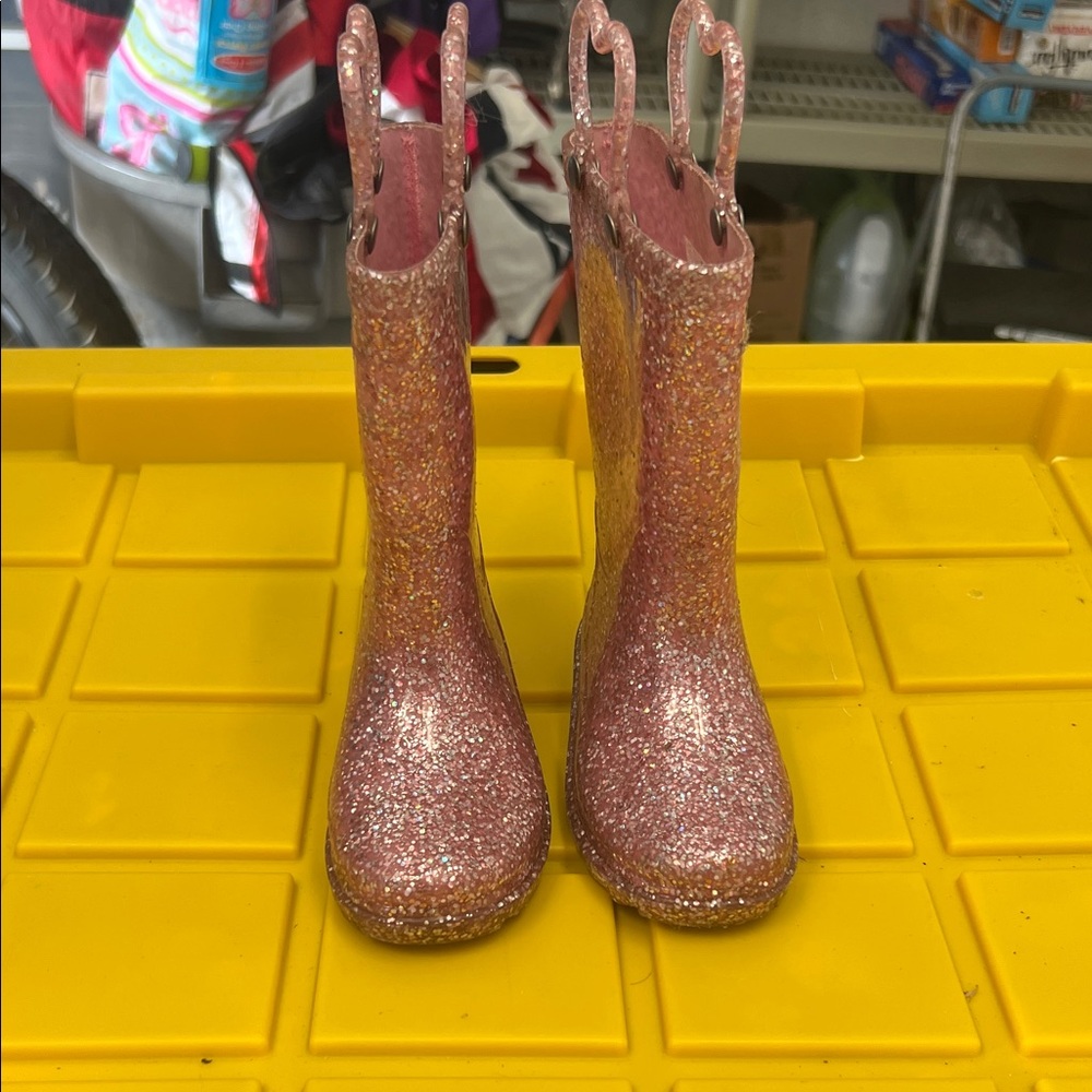 Glittery Pink Kids Rain Boots